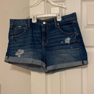 Distressed denim shorts, size 12